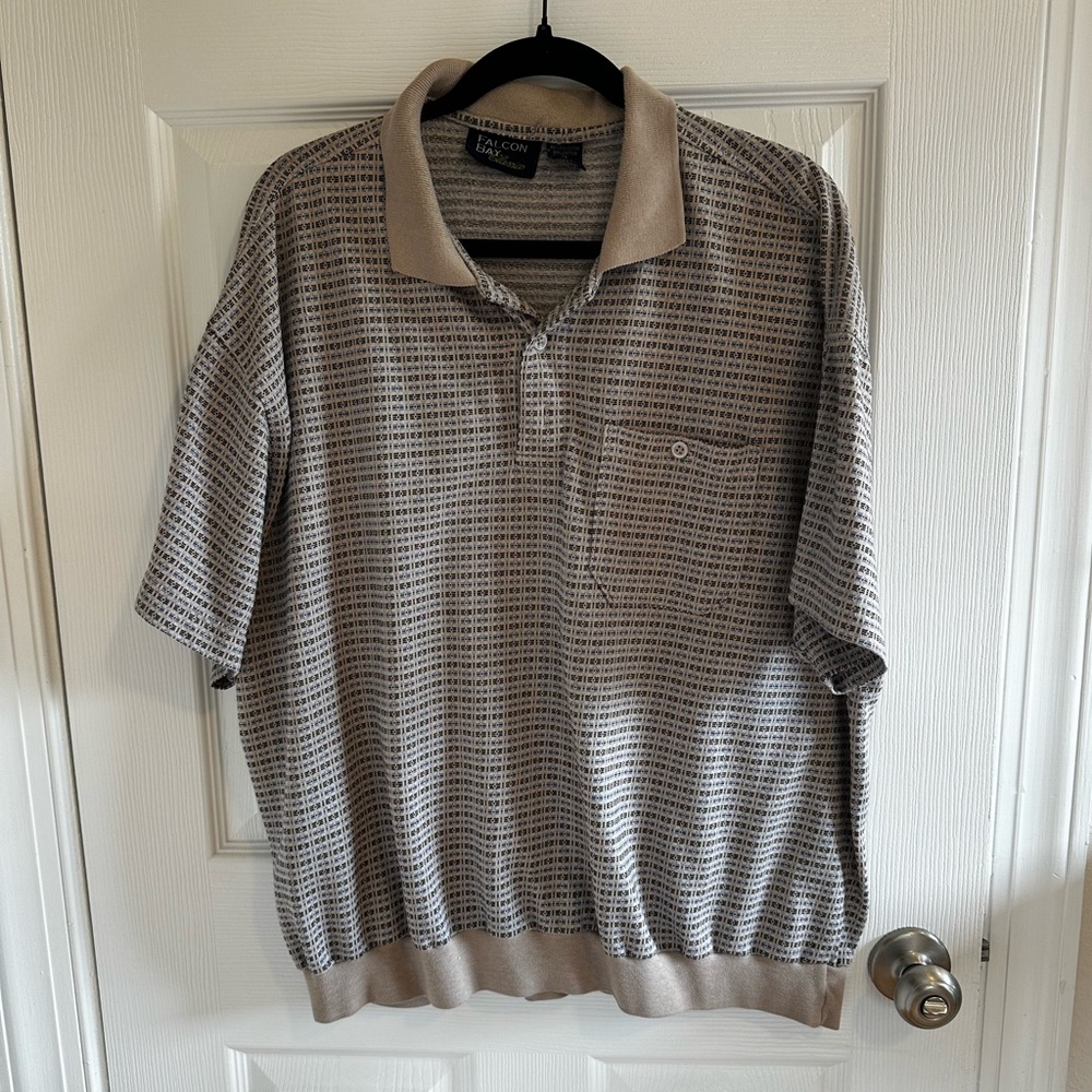 Classic Tan and Gray Polo Shirt (Lightweight Cotton Blend)